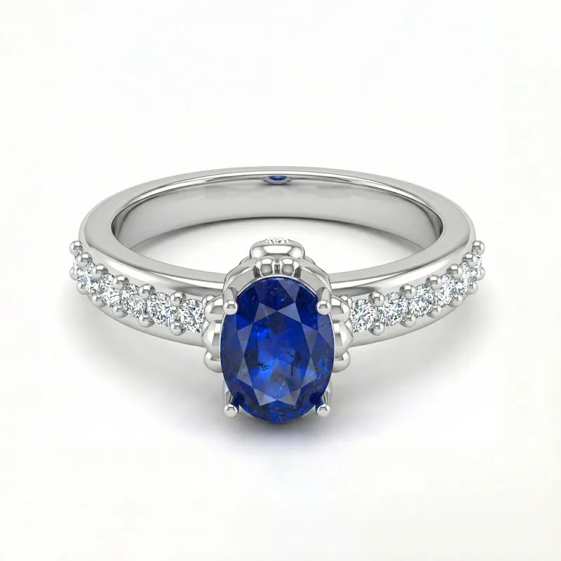 FDF08 Platinum Oval Blue Sapphire PT950 Ladies Ring