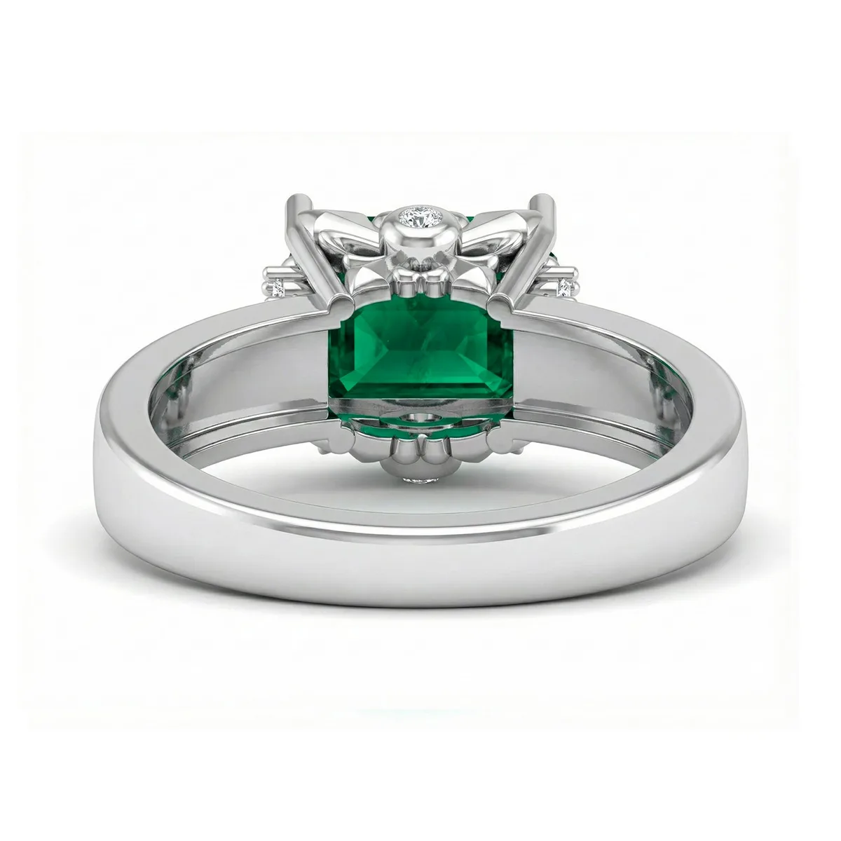FDF09 Platinum Octagon Emerald PT950 Unisex Ring, view 3 – Viktor Alexander