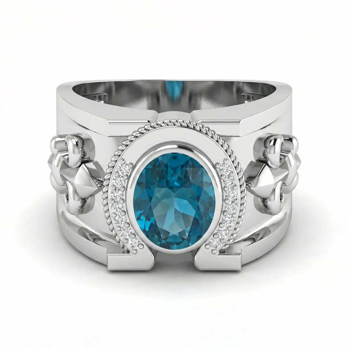 FDL02 Platinum Blue Zircon PT950 Men’s Ring – Viktor Alexander