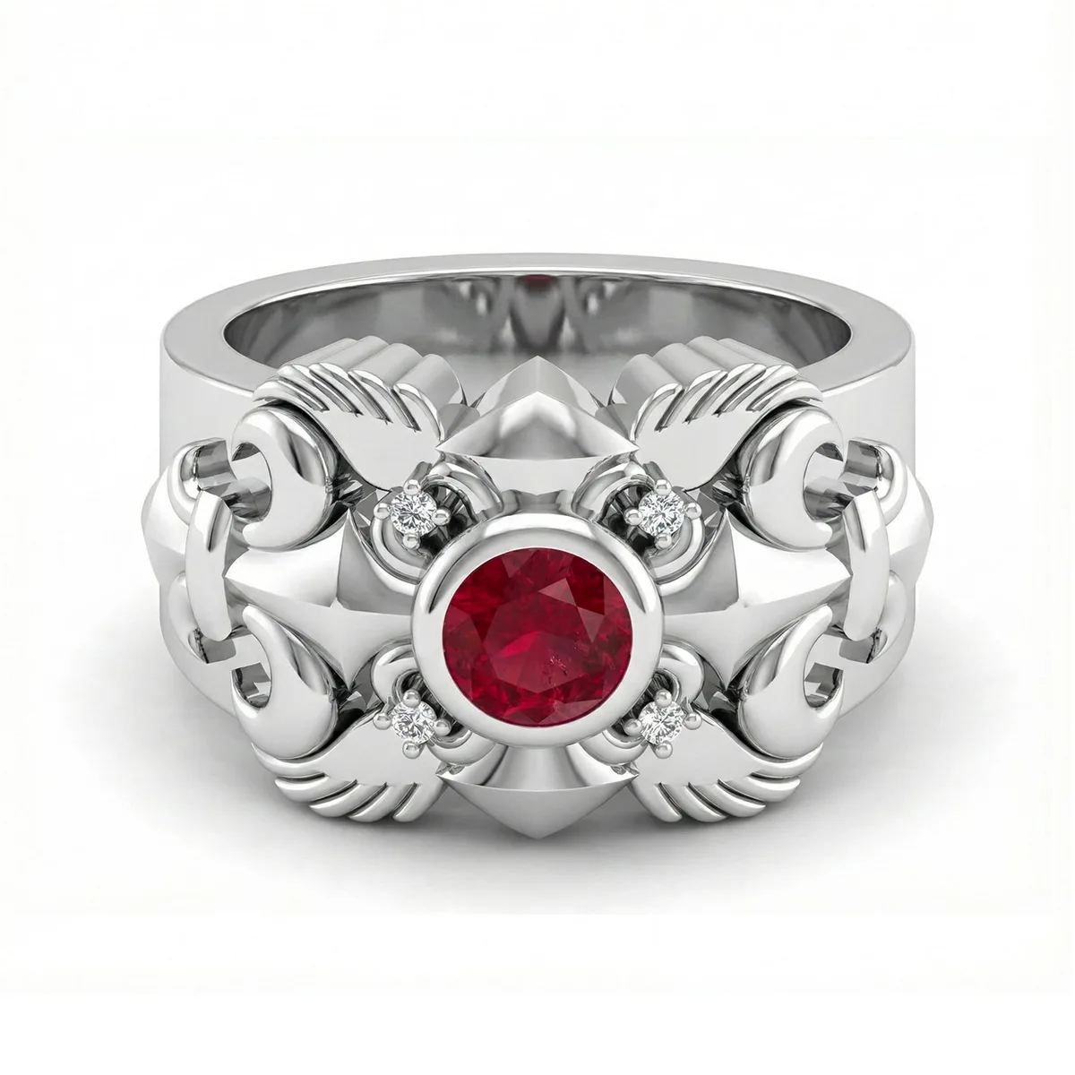 FDL03 Platinum Round Ruby PT950 Men’s Ring – Viktor Alexander