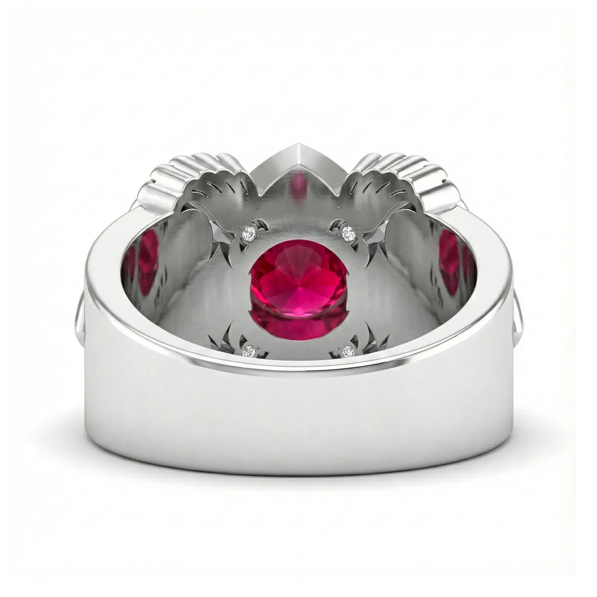 FDL03 Platinum Round Ruby PT950 Men’s Ring, view 2 – Viktor Alexander