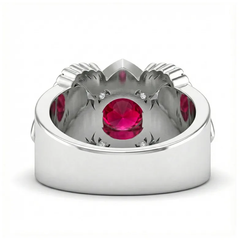 FDL03 Platinum Round Ruby PT950 Men’s Ring