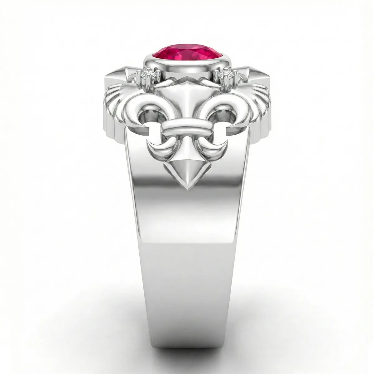FDL03 Platinum Round Ruby PT950 Men’s Ring, view 3 – Viktor Alexander