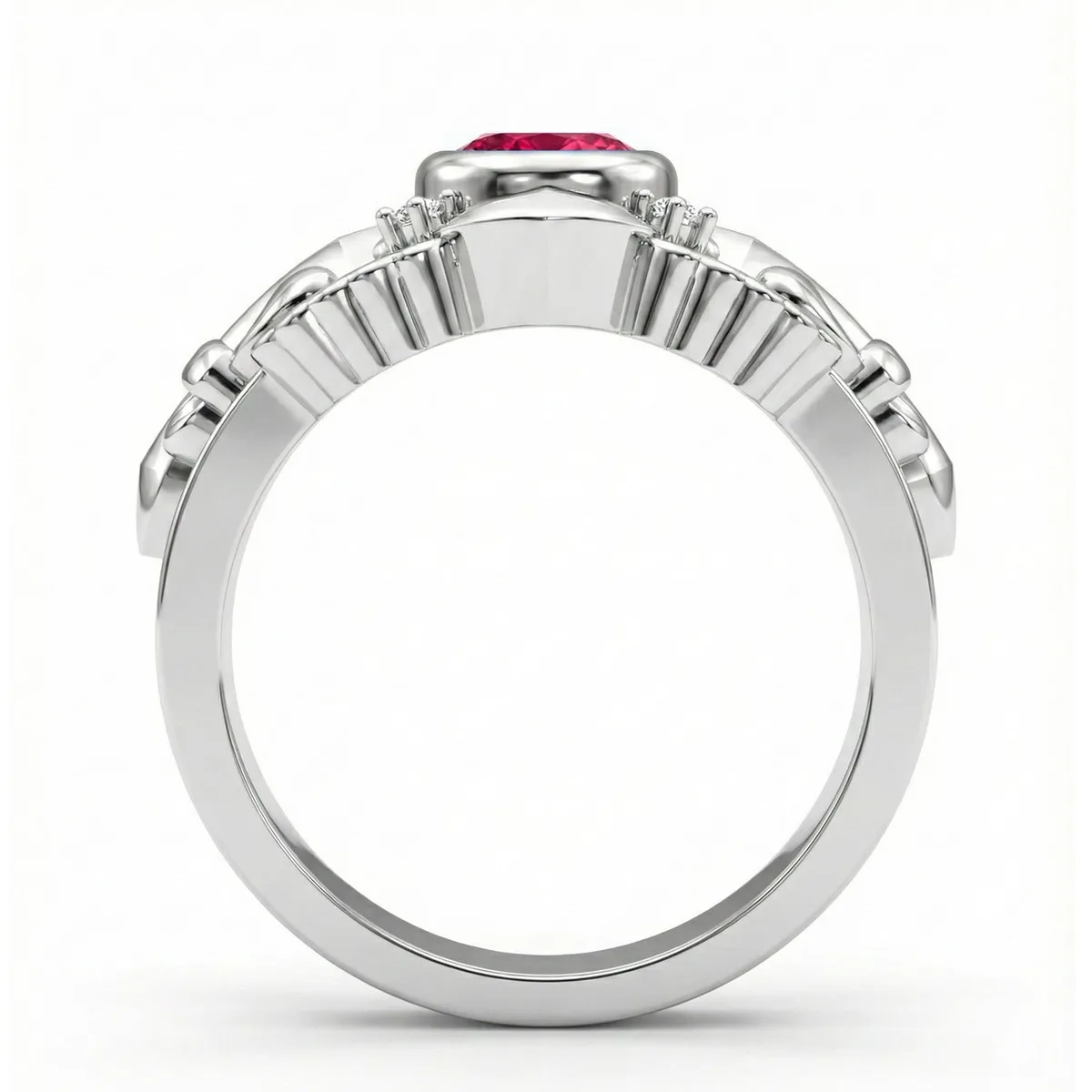 FDL03 Platinum Round Ruby PT950 Men’s Ring, view 4 – Viktor Alexander