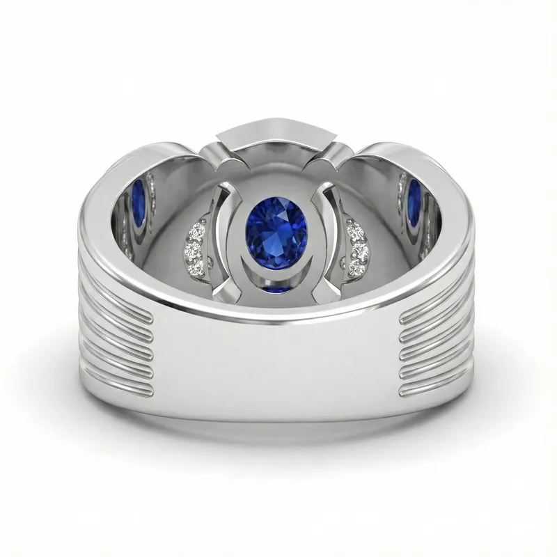 FDL04 Platinum Oval Blue Sapphire PT950 Men’s Ring