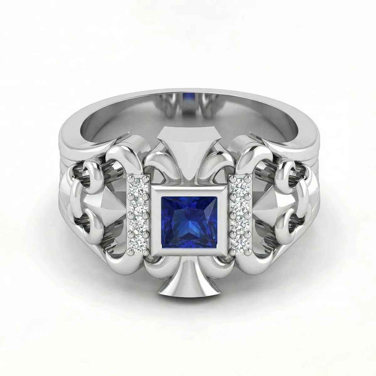 FDL05 Platinum Square Blue Sapphire PT950 Men’s Ring – Viktor Alexander