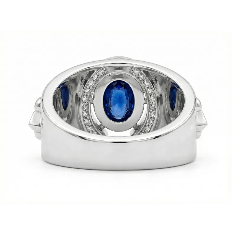 FDL12 Platinum Oval Blue Sapphire PT950 Men’s Ring