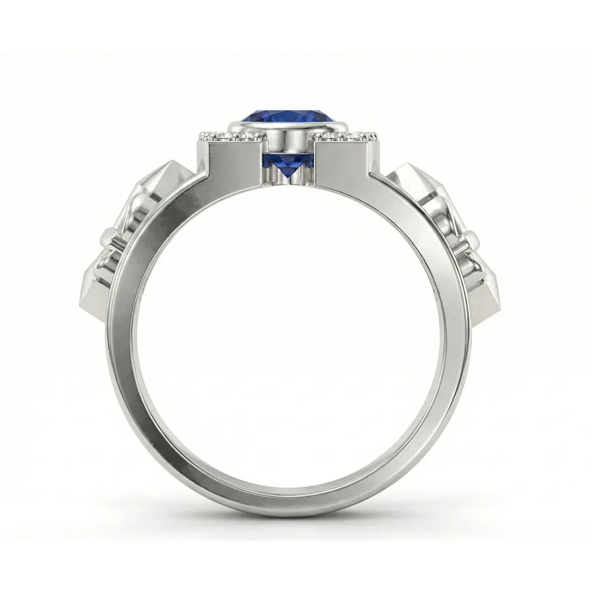 FDL12 Platinum Oval Blue Sapphire PT950 Men’s Ring, view 3 – Viktor Alexander