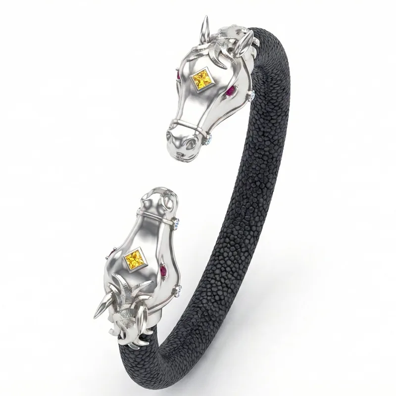 Caval 925 Yellow Sapphire & Ruby Stingray Bracelet White Gold