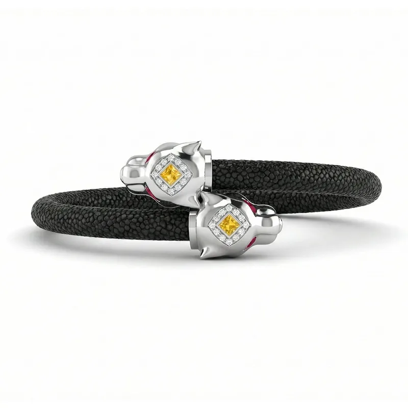 Imperial Jaguar X 925 Black Spinel Eternity X Stingray Bracelet