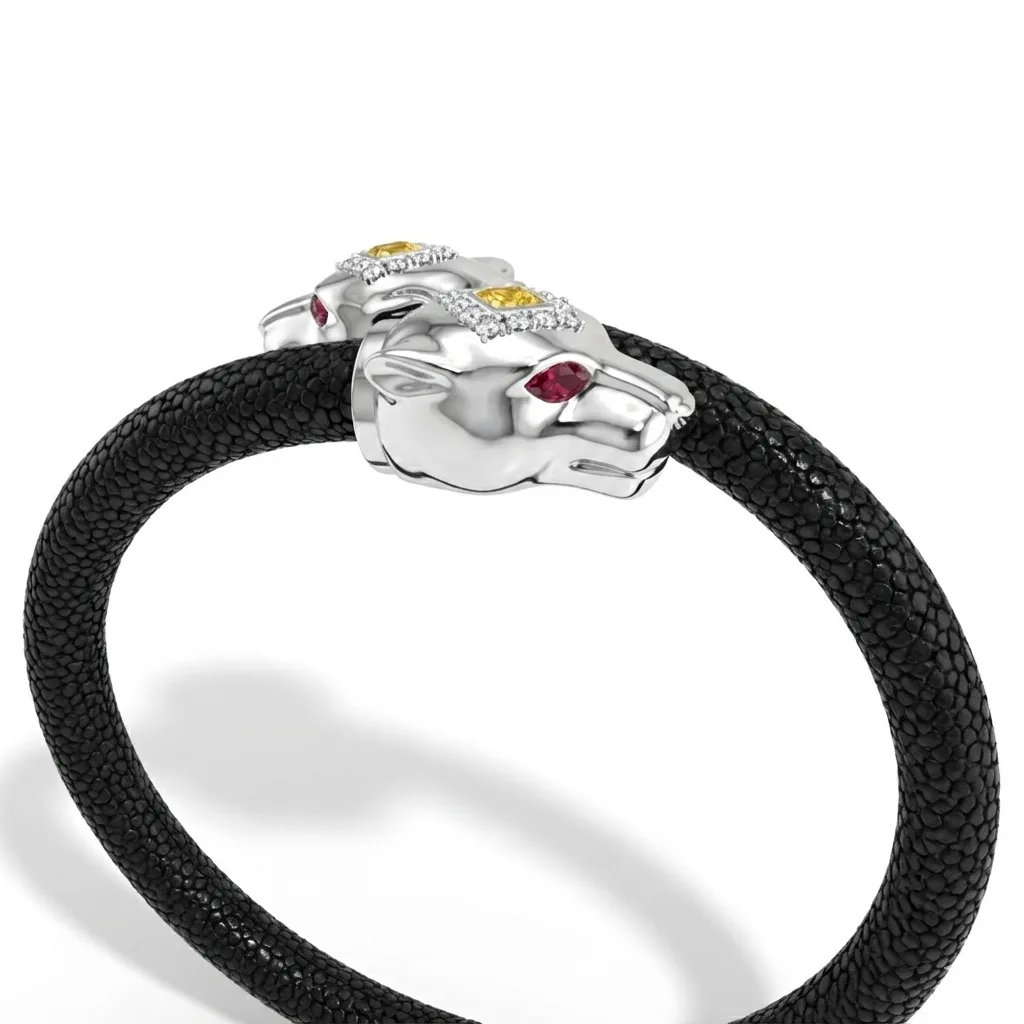 Imperial Jaguar X 925 Black Spinel Eternity X Stingray Bracelet, view 5 – Viktor Alexander
