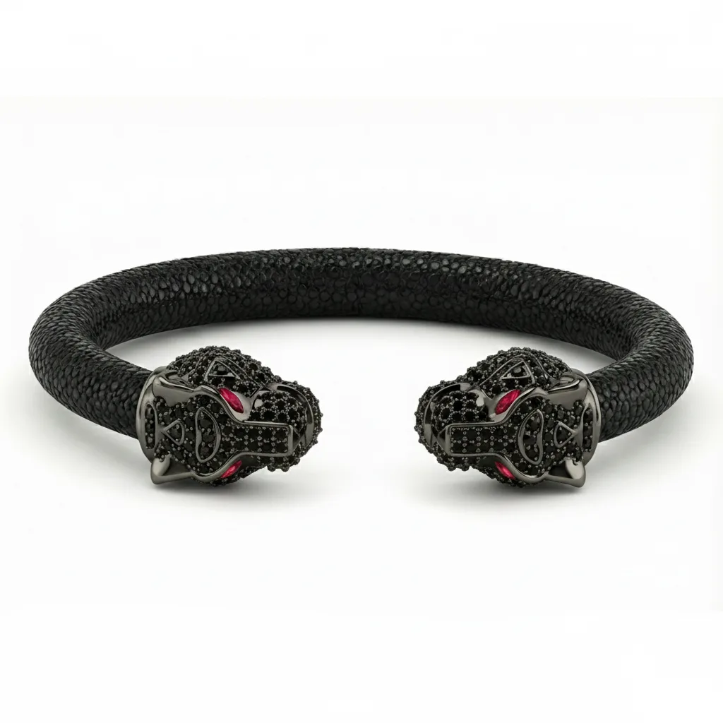 Imperial Tiger 925 Black Spinel & Ruby Stingray Bracelet, view 2 – Viktor Alexander