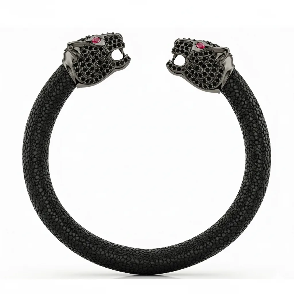 Imperial Tiger 925 Black Spinel & Ruby Stingray Bracelet, view 3 – Viktor Alexander