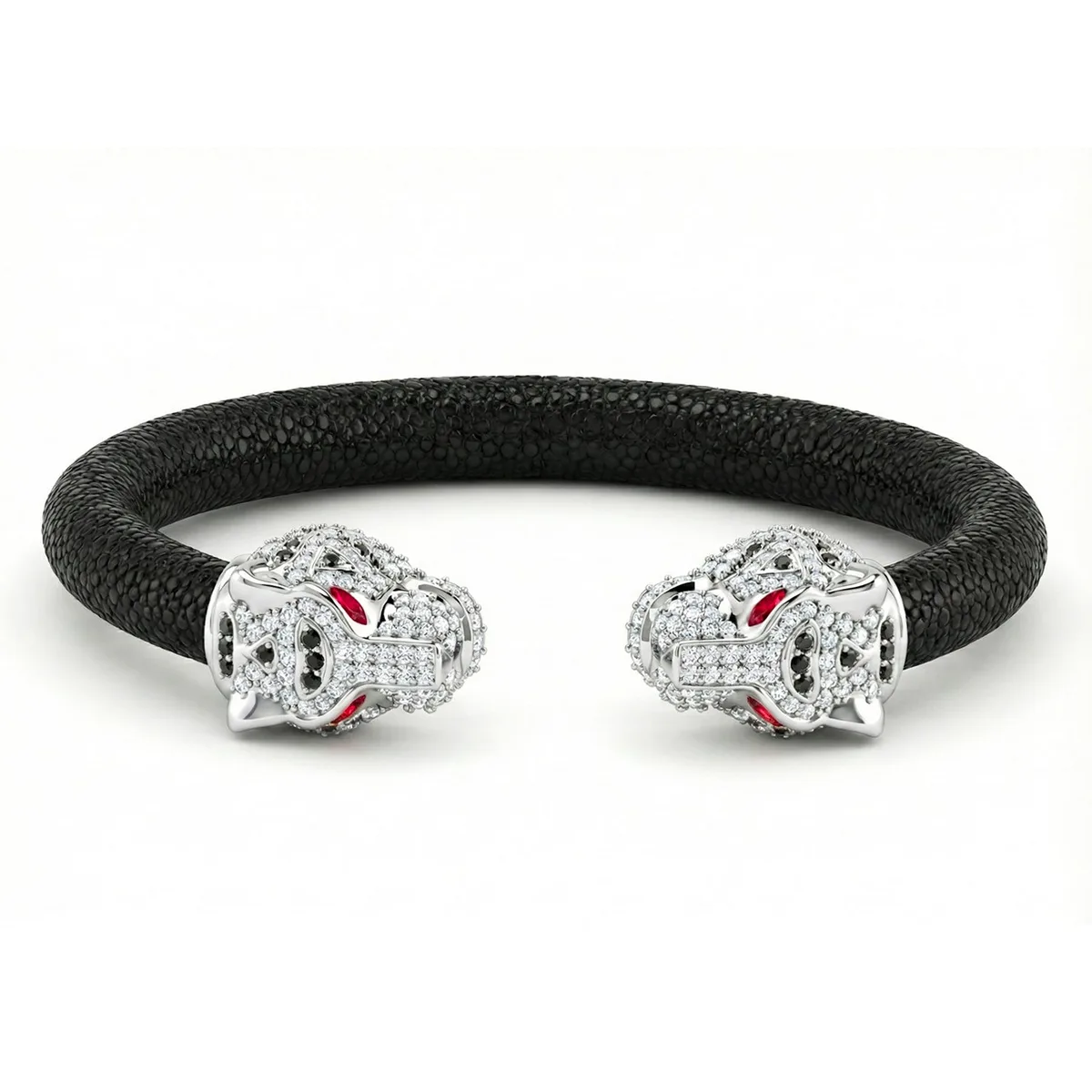 Imperial Tiger 925 White Sapphire & Ruby Stingray Bracelet, view 2 – Viktor Alexander