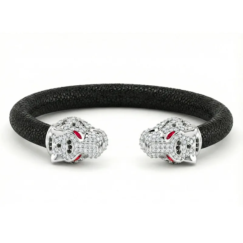 Imperial Tiger 925 White Sapphire & Ruby Stingray Bracelet