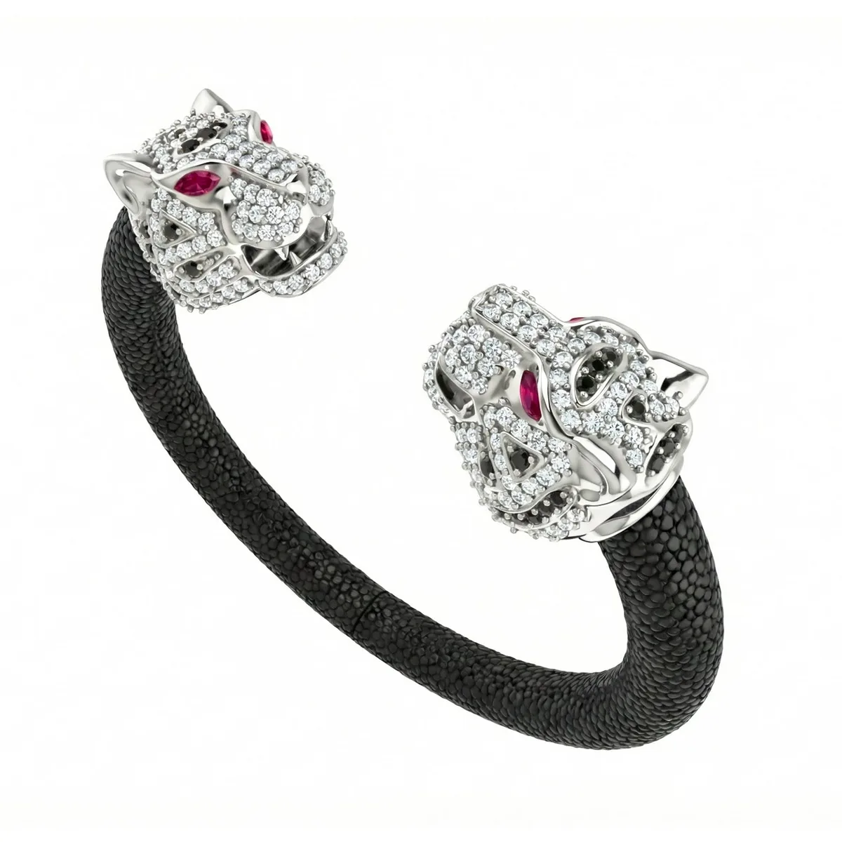 Imperial Tiger 925 White Sapphire & Ruby Stingray Bracelet, view 4 – Viktor Alexander