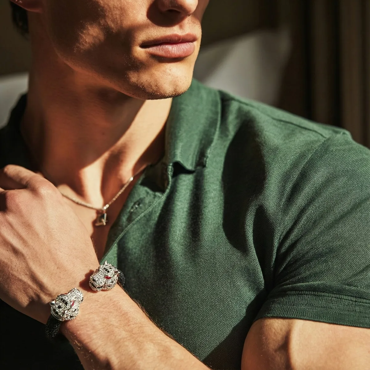 Imperial Tiger 925 White Sapphire & Ruby Stingray Bracelet, view 6 – Viktor Alexander