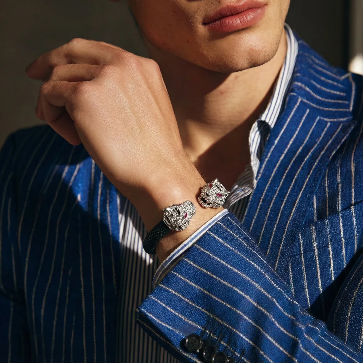 Imperial Tiger 925 White Sapphire & Ruby Stingray Bracelet, view 7 – Viktor Alexander