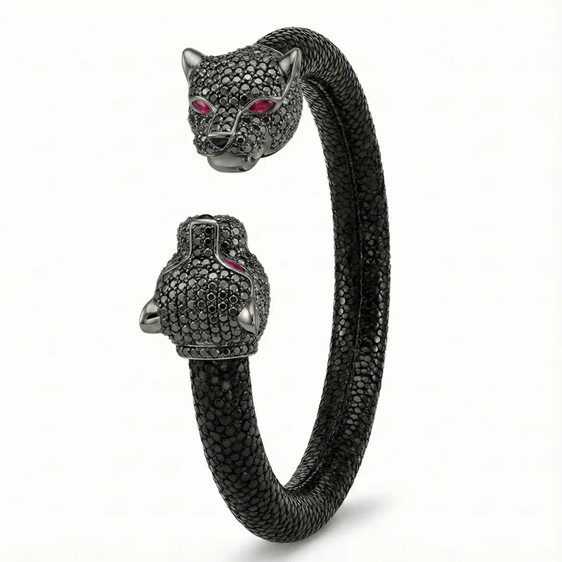 Jaguar 925 Black Spinel & Ruby Stingray Bracelet