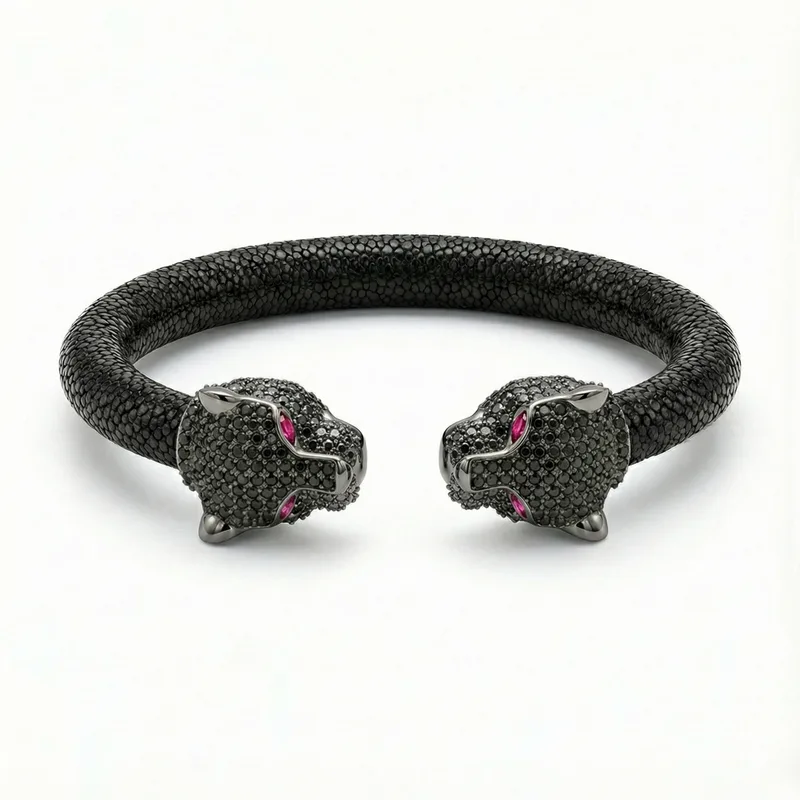Jaguar 925 Black Spinel & Ruby Stingray Bracelet