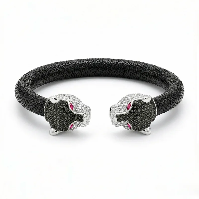 Jaguar 925 White Sapphire, Black Spinel & Ruby Stingray Bracelet