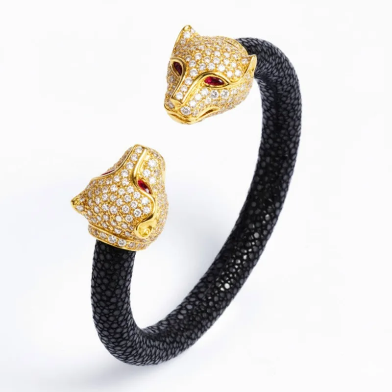Jaguar 925 White Sapphire & Ruby Stingray Bracelet White Gold