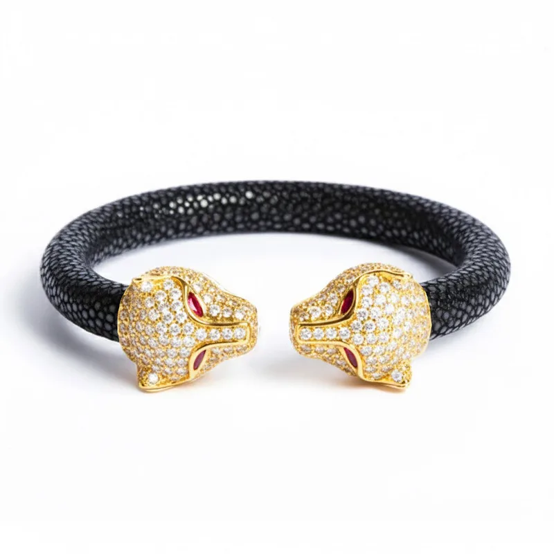 Jaguar 925 White Sapphire & Ruby Stingray Bracelet