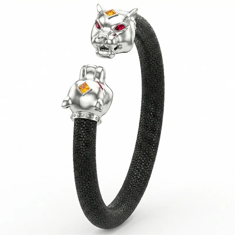 Jaguar S 925 Yellow Sapphire & Ruby Stingray Bracelet White Gold
