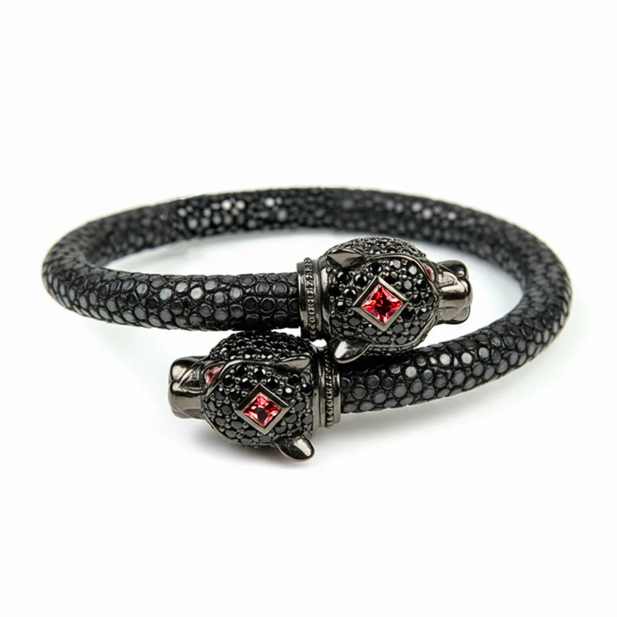 Jaguar X Pave 925 White Sapphire & Ruby Stingray Bracelet, view 3 – Viktor Alexander