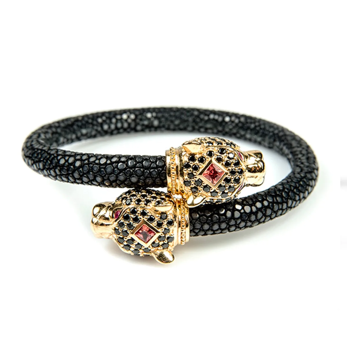 Jaguar X Pave 925 White Sapphire & Ruby Stingray Bracelet, view 2 – Viktor Alexander