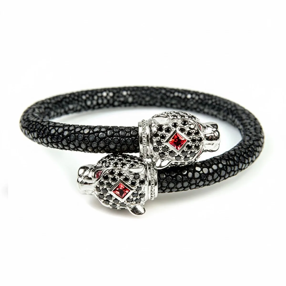 Jaguar X Pave 925 White Sapphire & Ruby Stingray Bracelet, view 6 – Viktor Alexander