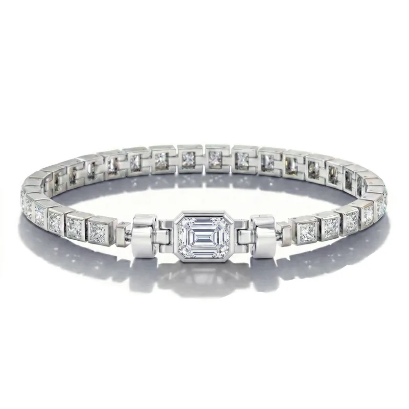 Jubilee 1.6 carat Emerald Cut Diamond with 3mm Eternity Diamond Bracelet in 18 carat White Gold