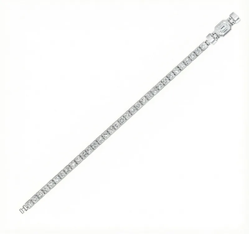 Jubilee 1.6 carat Emerald Cut Diamond with 3mm Eternity Diamond Bracelet in 18 carat White Gold