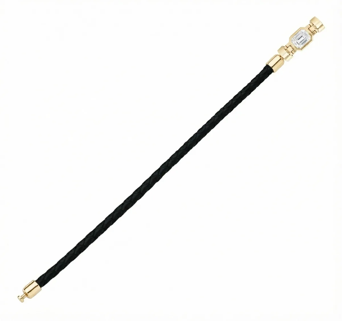 Jubilee 1.6 carat Emerald Cut Diamond with Braided Calf Leather in 18 carat Gold, view 6 – Viktor Alexander