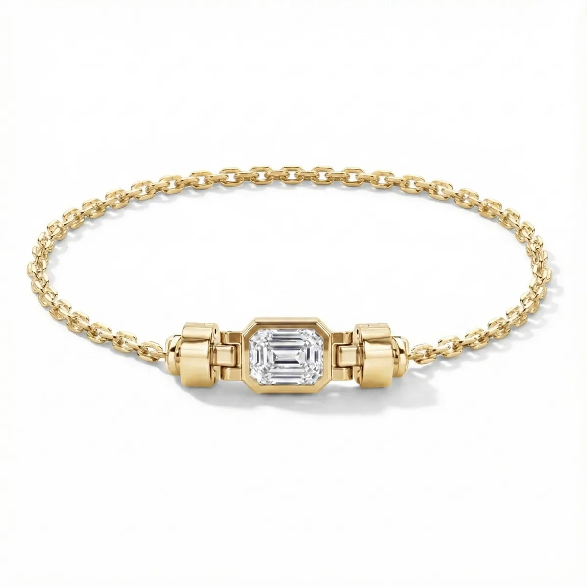 Jubilee 1.6 carat Emerald Cut Diamond with gold chain links in 18 carat Gold – Viktor Alexander