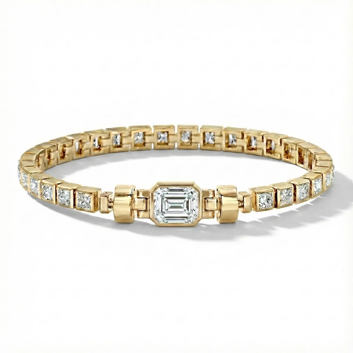 Jubilee 1 carat Emerald Cut Diamond with 3mm Eternity Diamond Bracelet in 18 carat Yellow Gold – Viktor Alexander