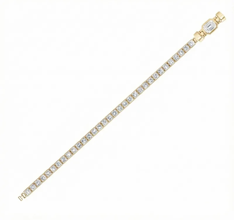 Jubilee 1 carat Emerald Cut Diamond with 3mm Eternity Diamond Bracelet in 18 carat Yellow Gold