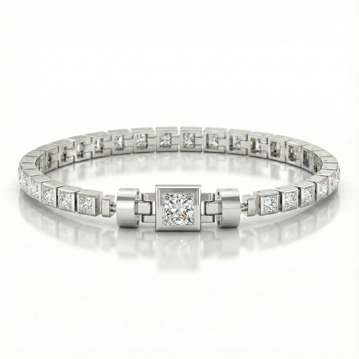 Jubilee 1 carat Princess Cut Diamond with 3mm Eternity Diamond Bracelet in 18 carat White Gold – Viktor Alexander