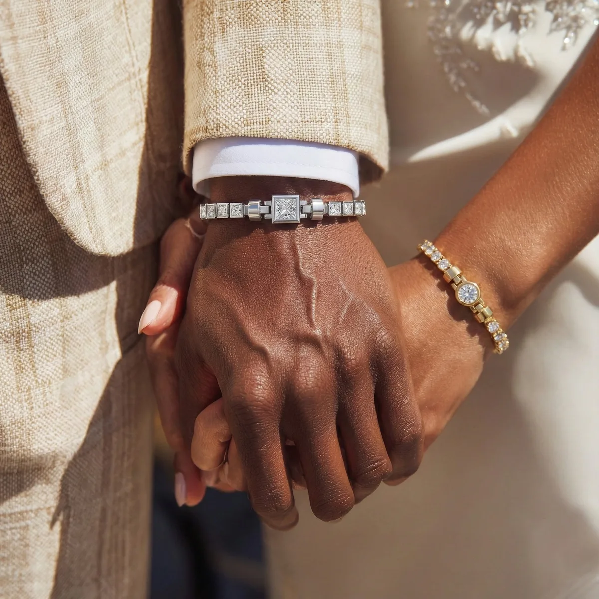 Jubilee 1 carat Princess Cut Diamond with 3mm Eternity Diamond Bracelet in 18 carat White Gold, view 3 – Viktor Alexander