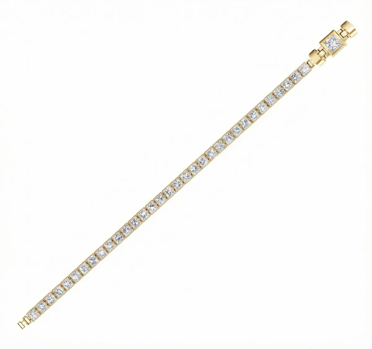 Jubilee 1 carat Princess Cut Diamond with 3mm Eternity Diamond Bracelet in 18 carat Yellow Gold, view 2 – Viktor Alexander