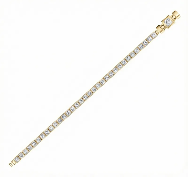 Jubilee 1 carat Princess Cut Diamond with 3mm Eternity Diamond Bracelet in 18 carat Yellow Gold
