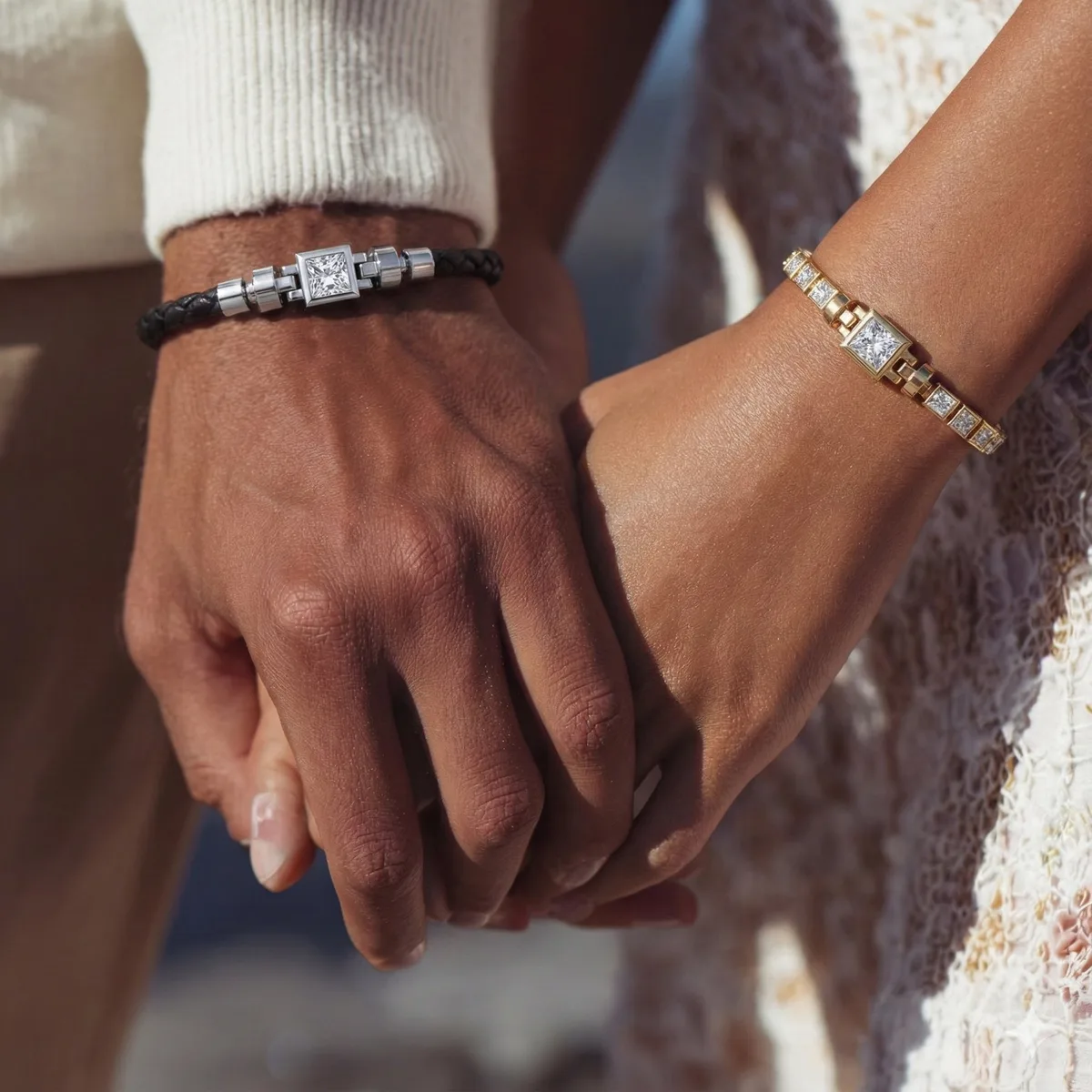 Jubilee 1 carat Princess Cut Diamond with 3mm Eternity Diamond Bracelet in 18 carat White Gold, view 4 – Viktor Alexander