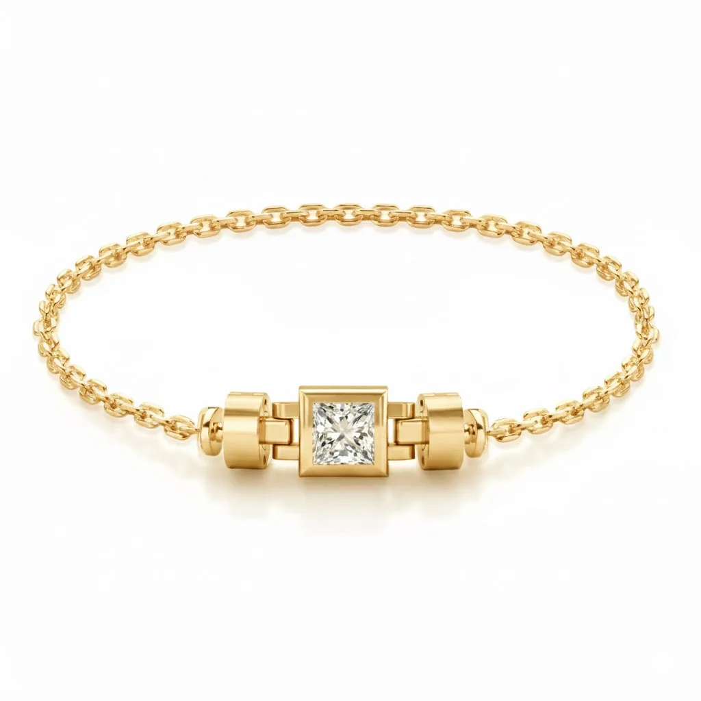 Jubilee 1 carat Princess Diamond with gold chain links in 18 carat Gold – Viktor Alexander