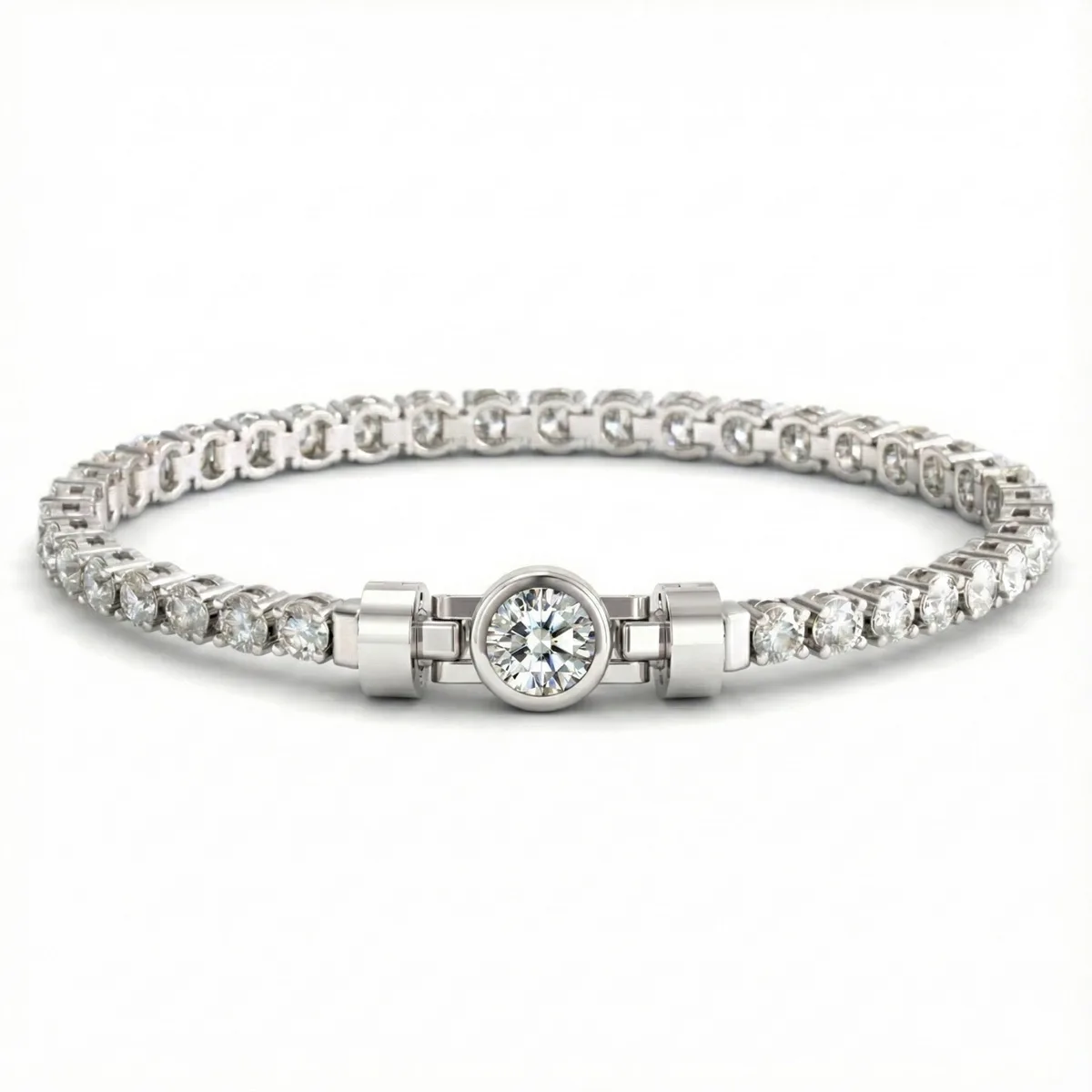 Jubilee 1 carat Round Brilliant Diamond with 3mm Eternity Diamond Bracelet in 18 carat White Gold – Viktor Alexander