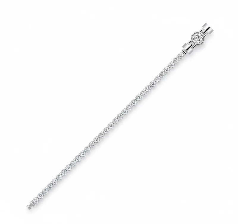 Jubilee 1 carat Round Brilliant Diamond with 3mm Eternity Diamond Bracelet in 18 carat White Gold