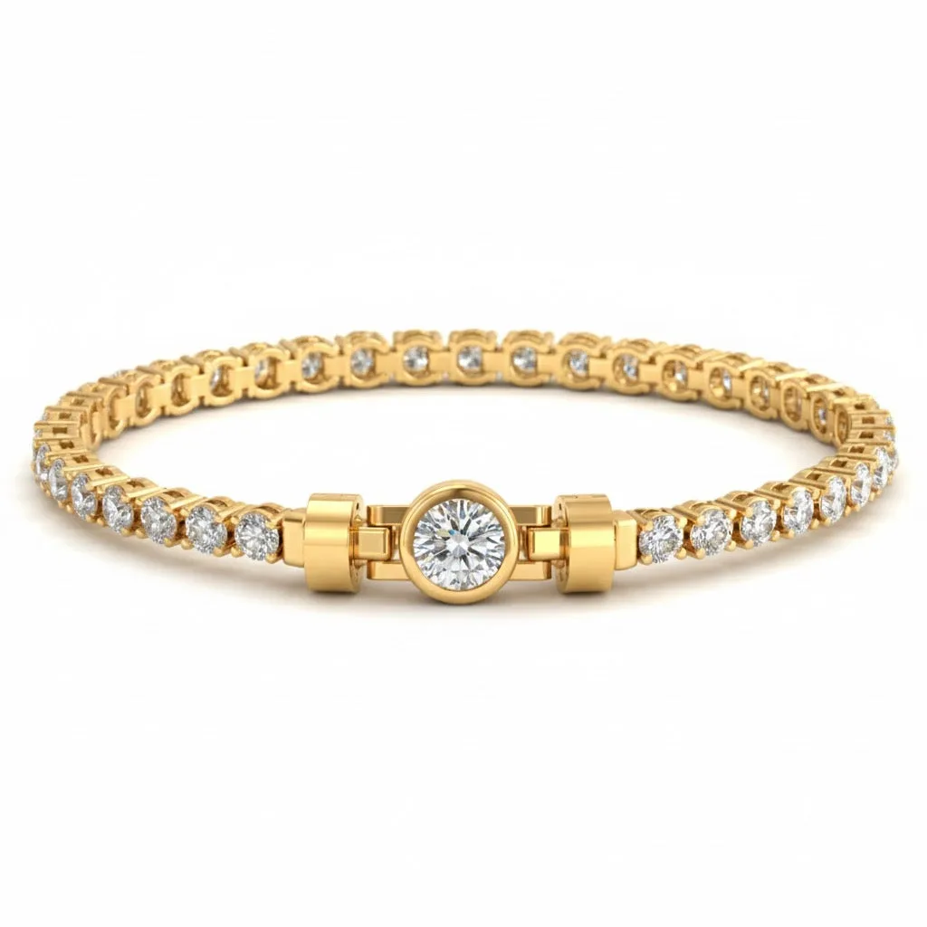 Jubilee 1 carat Round Brilliant Diamond with 3mm Eternity Diamond Bracelet in 18 carat Yellow Gold – Viktor Alexander