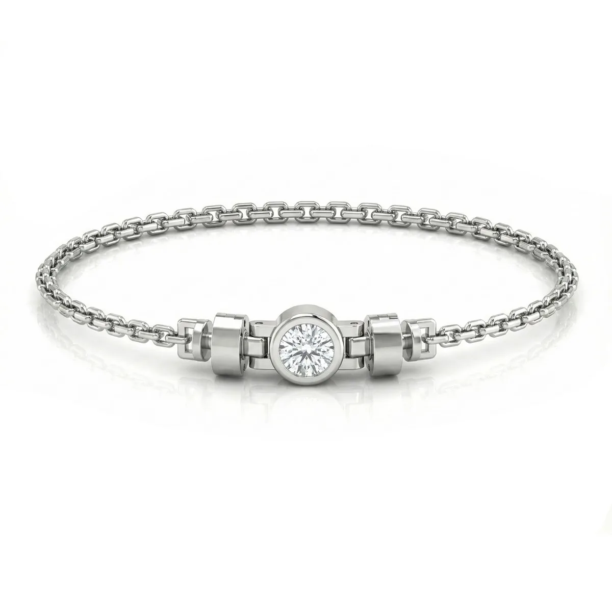 Jubilee 1 carat Round Brilliant Diamond with gold chain links in 18 carat Yellow Gold – Viktor Alexander