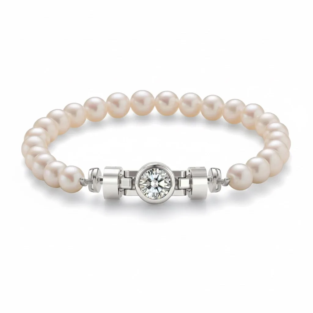 Jubilee 1 carat Round Brilliant Diamond with Natural 6mm Pearls in 18 carat Gold – Viktor Alexander