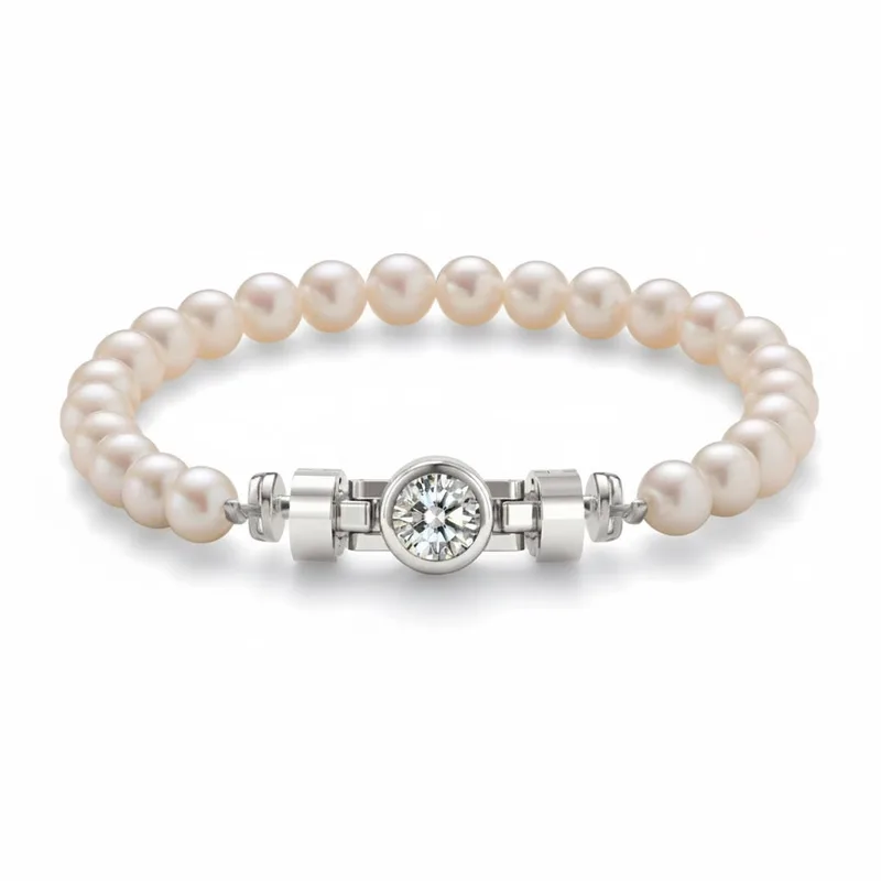Jubilee 1 carat Round Brilliant Diamond with Natural 6mm Pearls in 18 carat Gold
