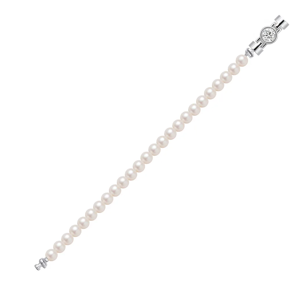Jubilee 1 carat Round Brilliant Diamond with Natural 6mm Pearls in 18 carat Gold, view 2 – Viktor Alexander